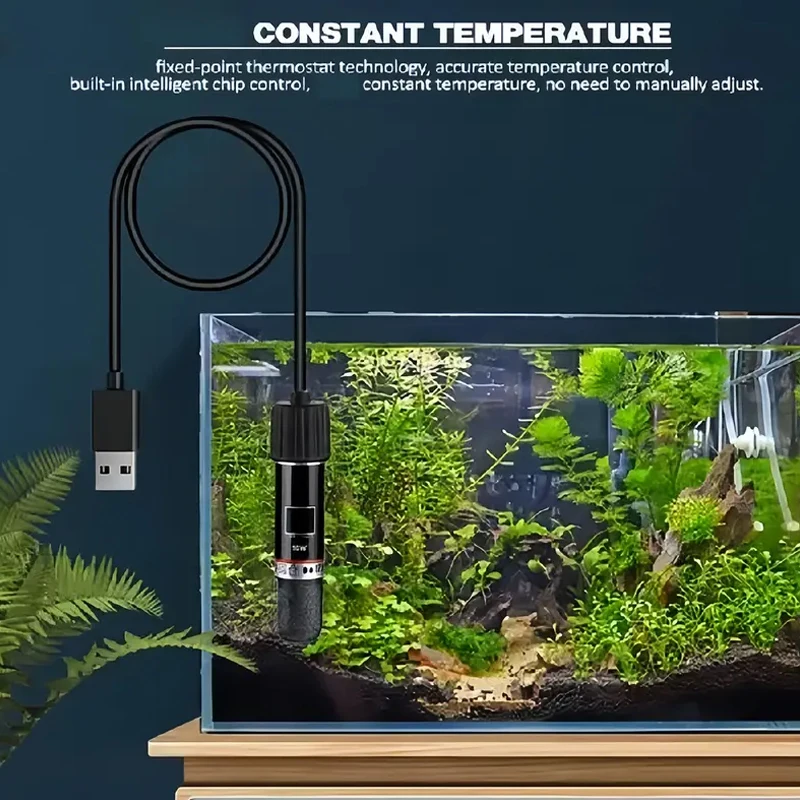 Tauchheizung für Aquarien, konstante Temperatur, sicher und explosionsgeschützt für Süßwasser- und Meeresaquarien, 10 W, 5 V – Detail 1