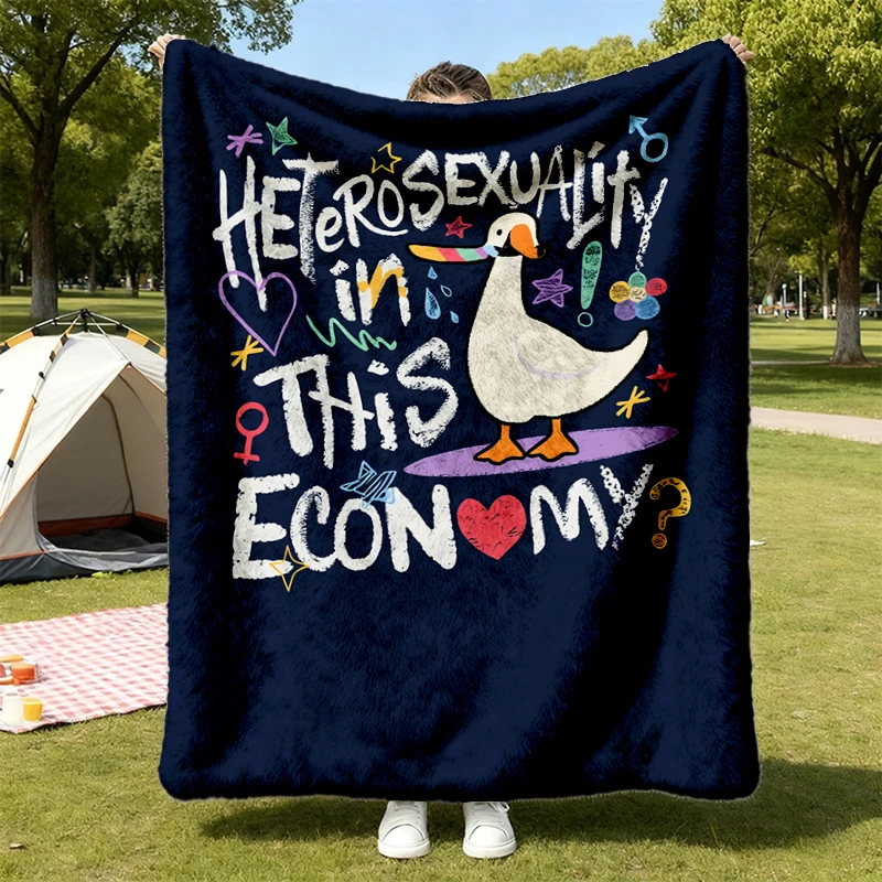 LGBTQ Support Cozy Blanket, Heterosexuality in This Economy Warm Blanket, Funny Saying Pride Month Soft, Queers Rights