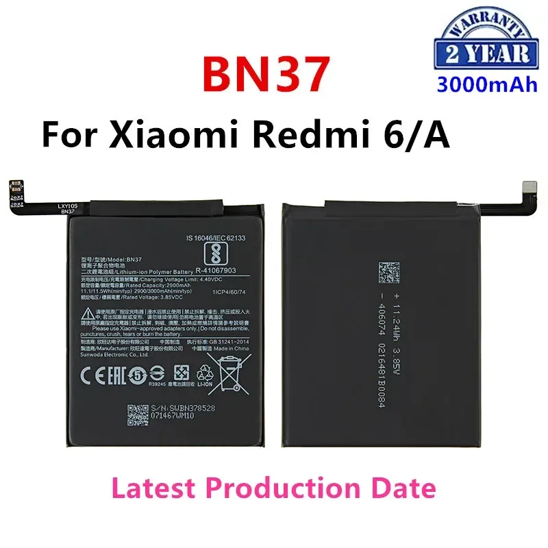 

100% Orginal BN37 3000mAh Battery For Xiaomi Redmi 6 Redmi6 Redmi 6A BN37 High Quality Phone Replacement Batteries