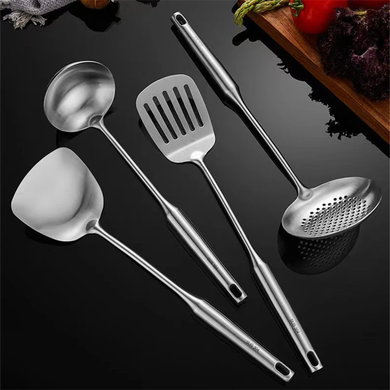 304 Stainless Steel Spatula Stir Fry Shovel Kitchen Home Spoon Kitchenware Set Thicken Cuisine Cooking Accessories Antibacterial