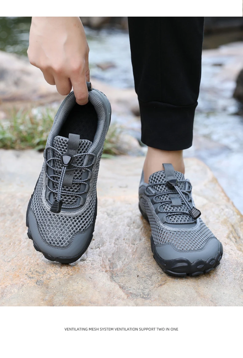 Sommerliche Flusslauf-Schuhe, atmungsaktive, lässige Sportschuhe aus Mesh für Herren, ausgehöhlte Mesh-Outdoor-Bergsteiger- und Wanderschuhe – Detail 17