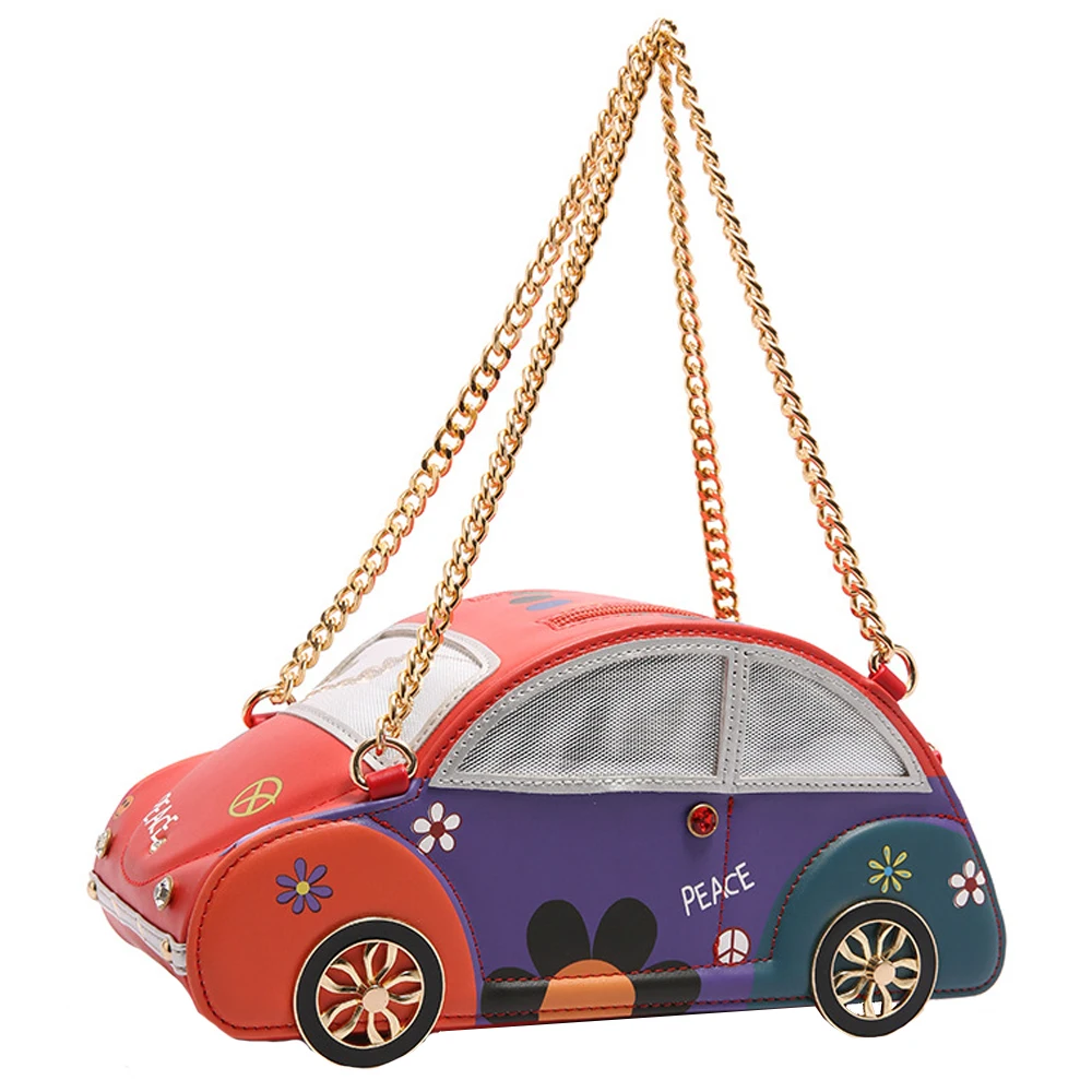 

Cute Car Ladies Handbags Shoulder Bags Fashion Color Collision Unique Cartoon Design Girls Street Trends Chain Shoulder Bags
