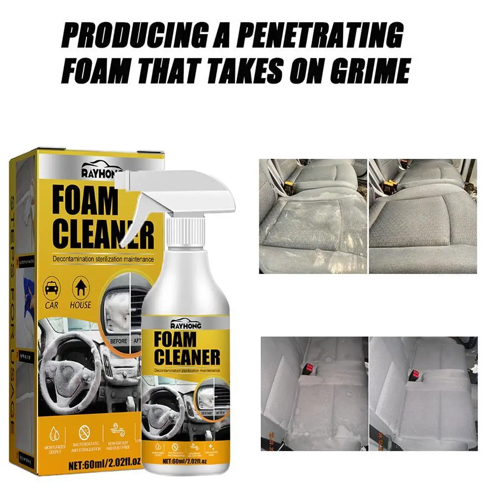 

1/2set Car Interior Leather Clean Multifunctional Foam Cleaner Car Interior Strong Decontamination Ceiling Seat Clean