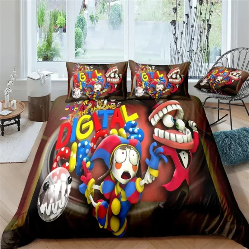 THE AMAZING DIGITAL CIRCUS Bedding Set Duvet Covers Pillowcases Comforter Bedding Set Bedclothes Textile Home Queen King Single