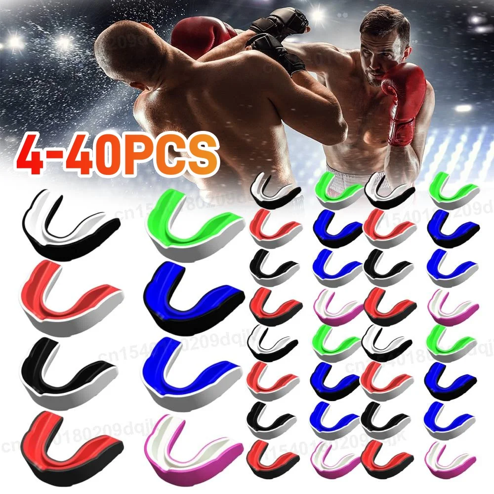 4-40pcs Boxing Gum Shield Mouth Guard Mouthguard Slim Fit for Football Wrestling Hockey Lacrosse Boxing for Contact Combat Spor