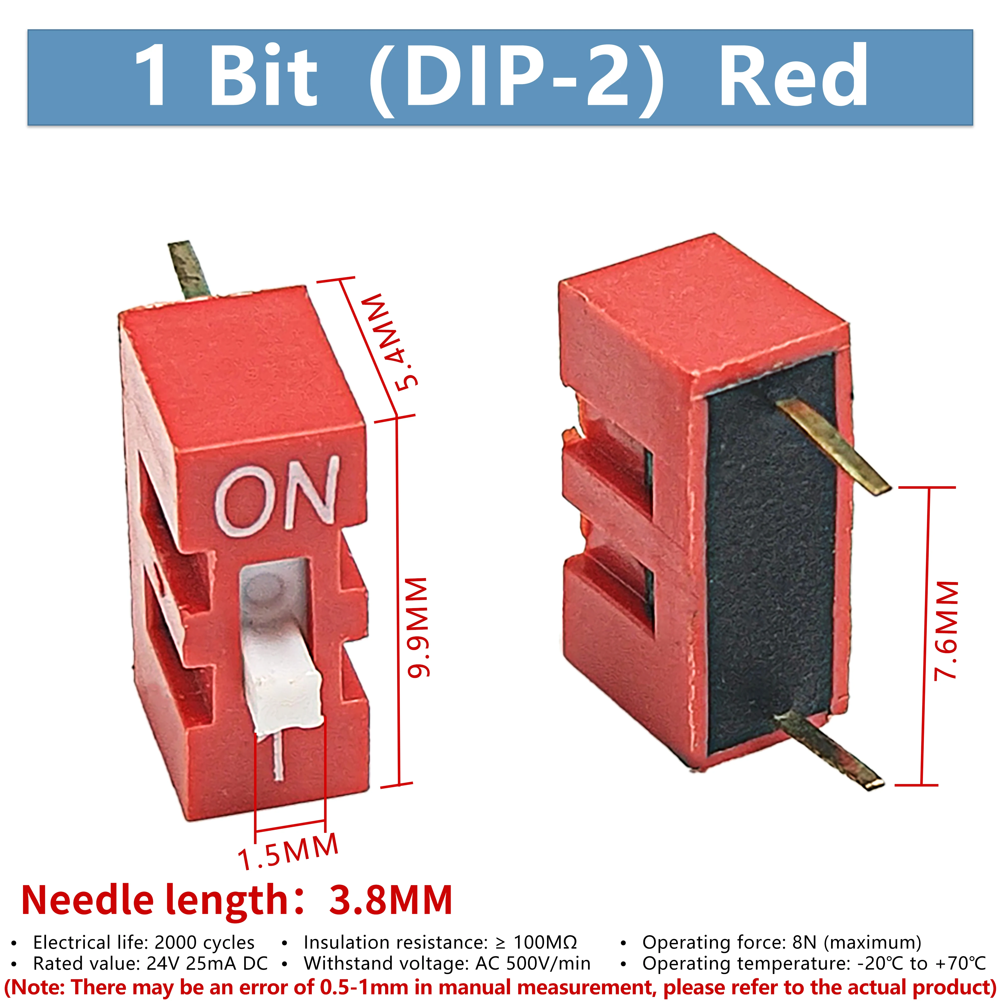 DSWB01LHGET 1-bit direct insertion dip switch 2.54MM flat/toggle coding switch