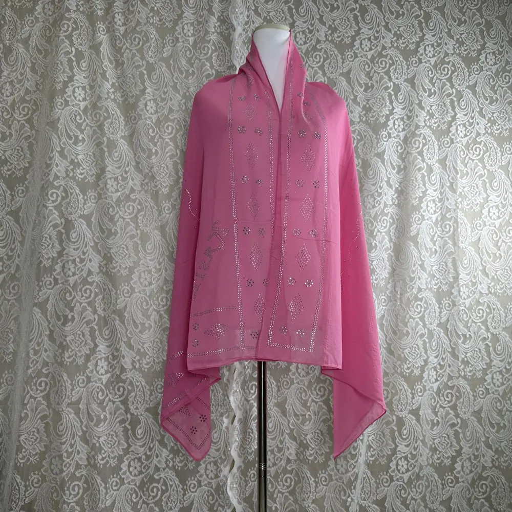 2026 Kleiner 70x180cm Chiffon Neuer Afrikanischer Netz-Hijab-Schal für Muslimische Frauen Afrikanischer Dubai Islam Kopftuch Bestickte Schals – Detail 18