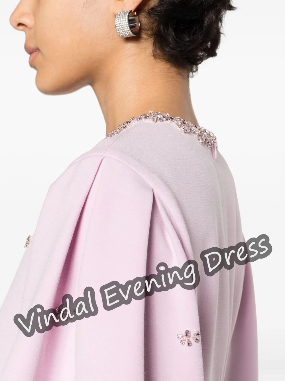 Vindal Scoop Neckline Evening Dress Ankle Length A-line Elegant Built-in Bra Crepe Saudi Arabia Long Sleeves For Woman 2024