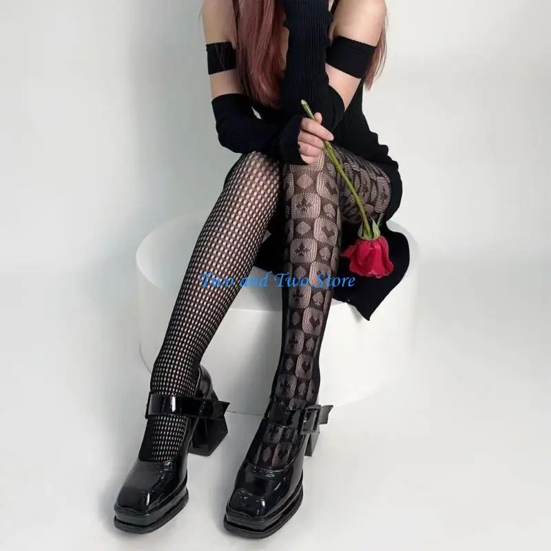 

HX6F Womens Sexy Tights Stockings Patterned Tights High Waist Black Socks Lace Leggings Pantyhose