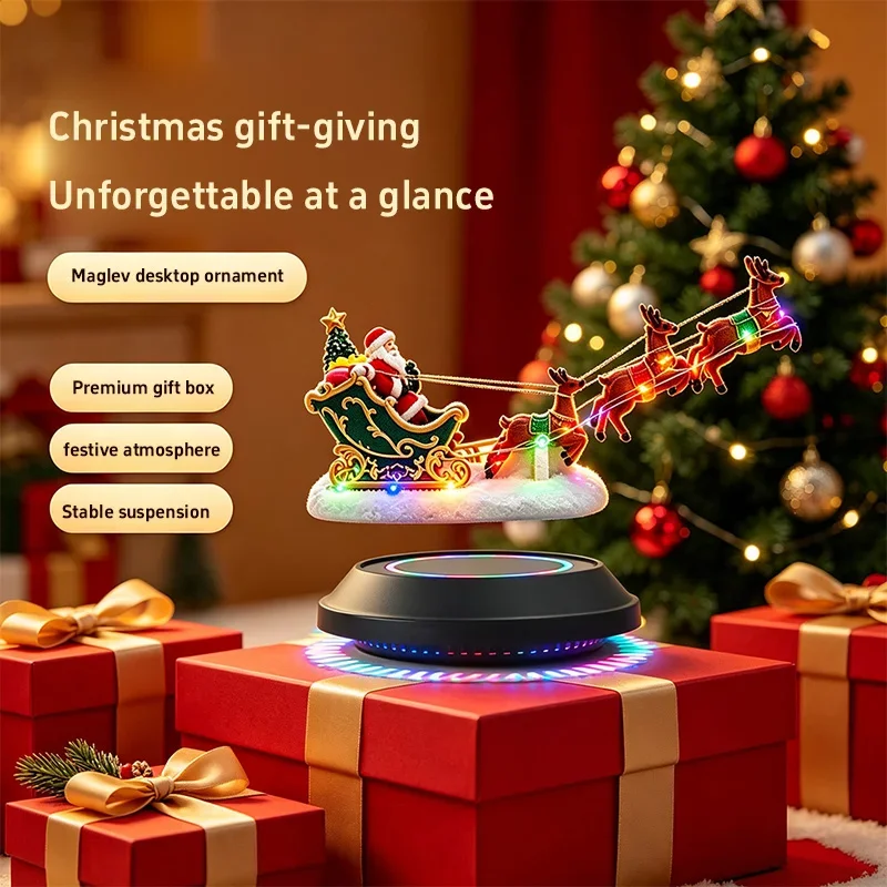 Santa Claus Magnetic Levitation Lights Santa Claus Sleds Reindeer Ornaments Night Lights Christmas Decorations Ornaments Gifts