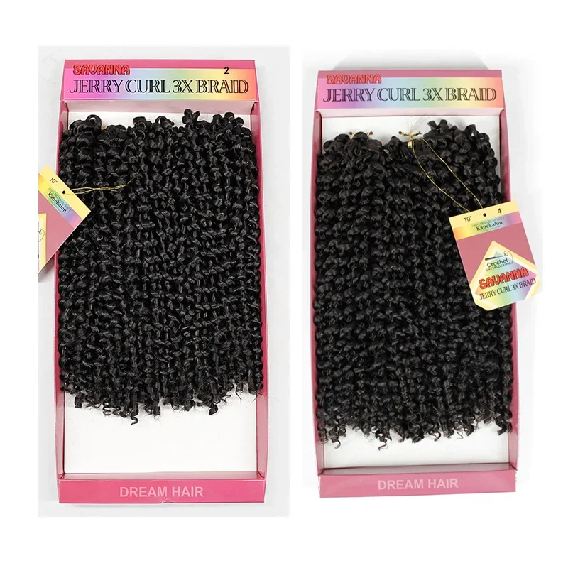 Qp hair jerry curly 3x braid Hair Extensions Black Brown Burgundy Ombre Crochet Braids Synthetic Braiding Hair 10 inch