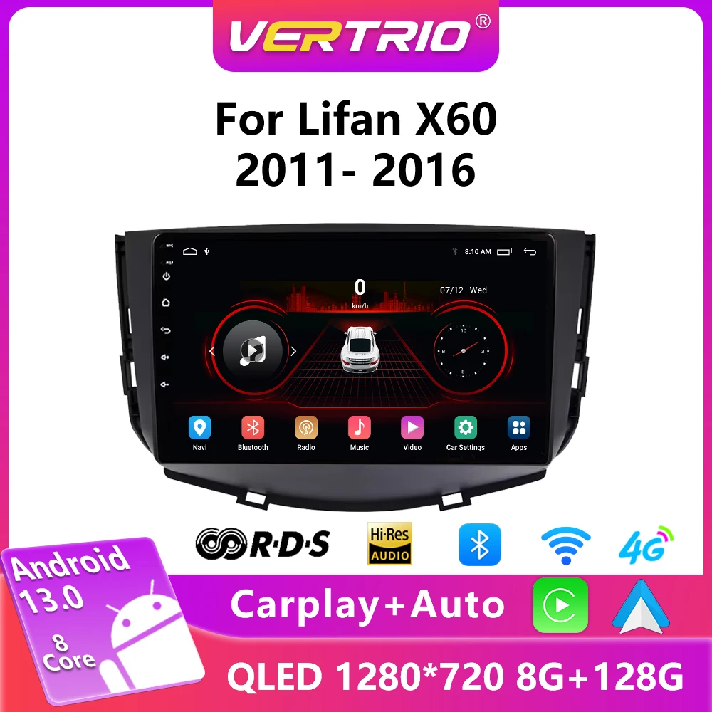 

9" Android 13 Car Radio Multimedia Video Player For Lifan X60 2011-2016 Wireless Carplay 4G Navigation GPS 2 din Head Unit DSP