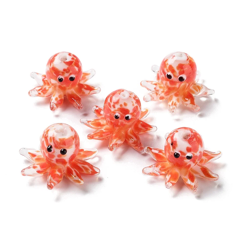 10 PCS Handmade Bumpy Lampwork Beads Strands Octopus Shape for Making DIY Jewelry Earring Necklace Bracelet Charms Supplies