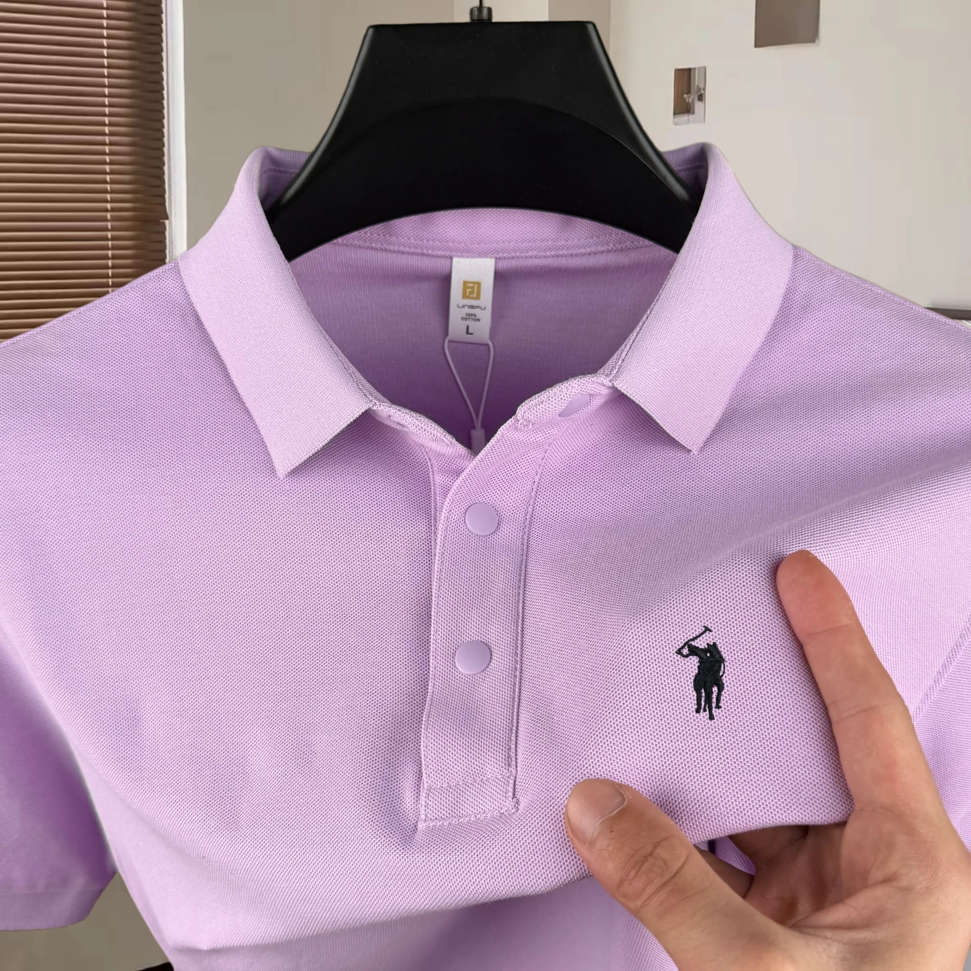 

100% pure cotton high-end brand men's short sleeve polo shirt 2026 summer luxury fashion pony embroidery golf top casual T-shirt