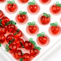 20pcs 1.4cm Christmas Eve Red Apple Shape Transparent Acrylic Beads DIY Earring Bracelet Phone Chain Accessories Supplies