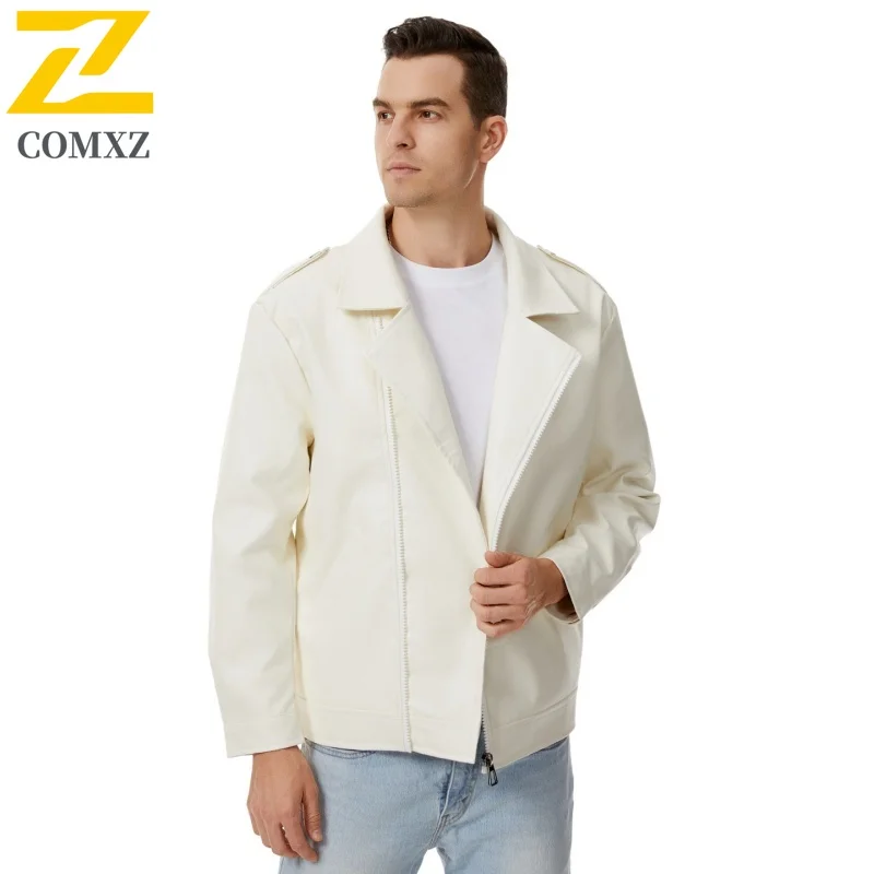 

2025 Men Leather Jacket Fashion Classic Skin Friendly Breathable Collar PU Leather Jacket Outdoor Leisure Motorcycle Zipper Coat