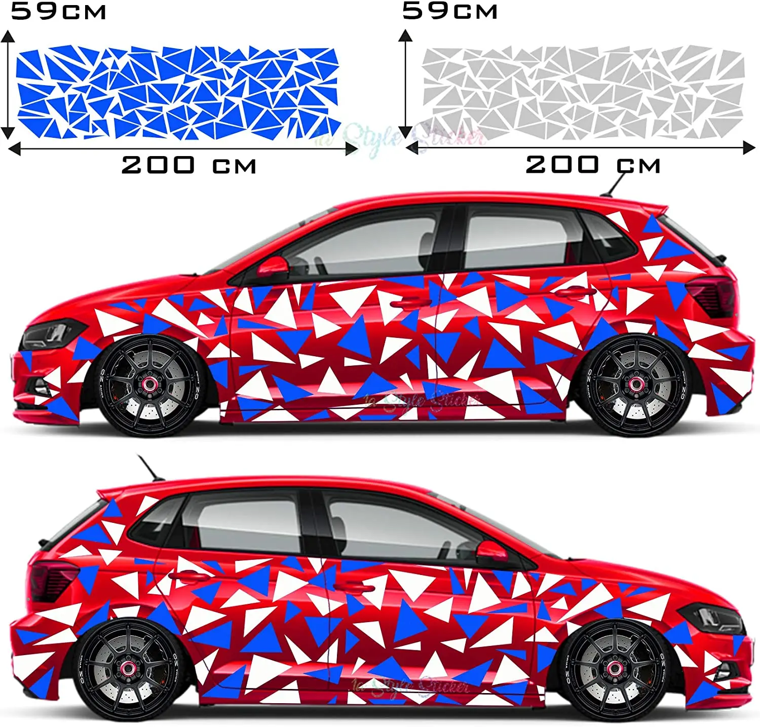 Car Sticker Pointed Triangles Pattern Car Tattoo 2 Colors Camouflage Look Camo Sticker Pack of  Camouflage Style Tuning