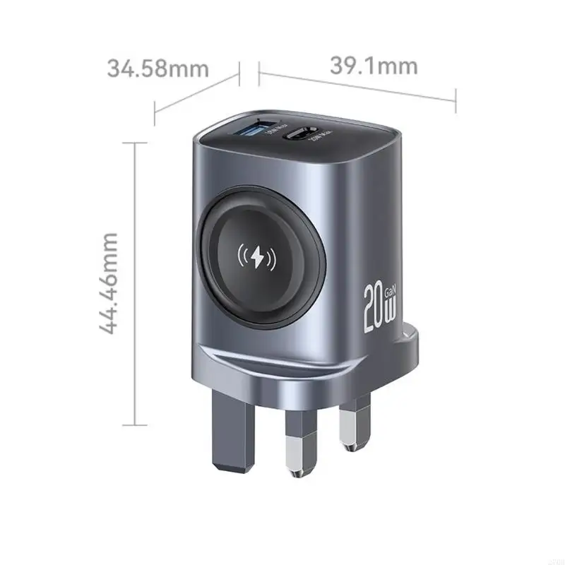 3 in 1高速充電器PD20Wウォール充電器USB C/USBスマートウォッチ電話タブレット英国プラグのコンパクトに充電ステーション