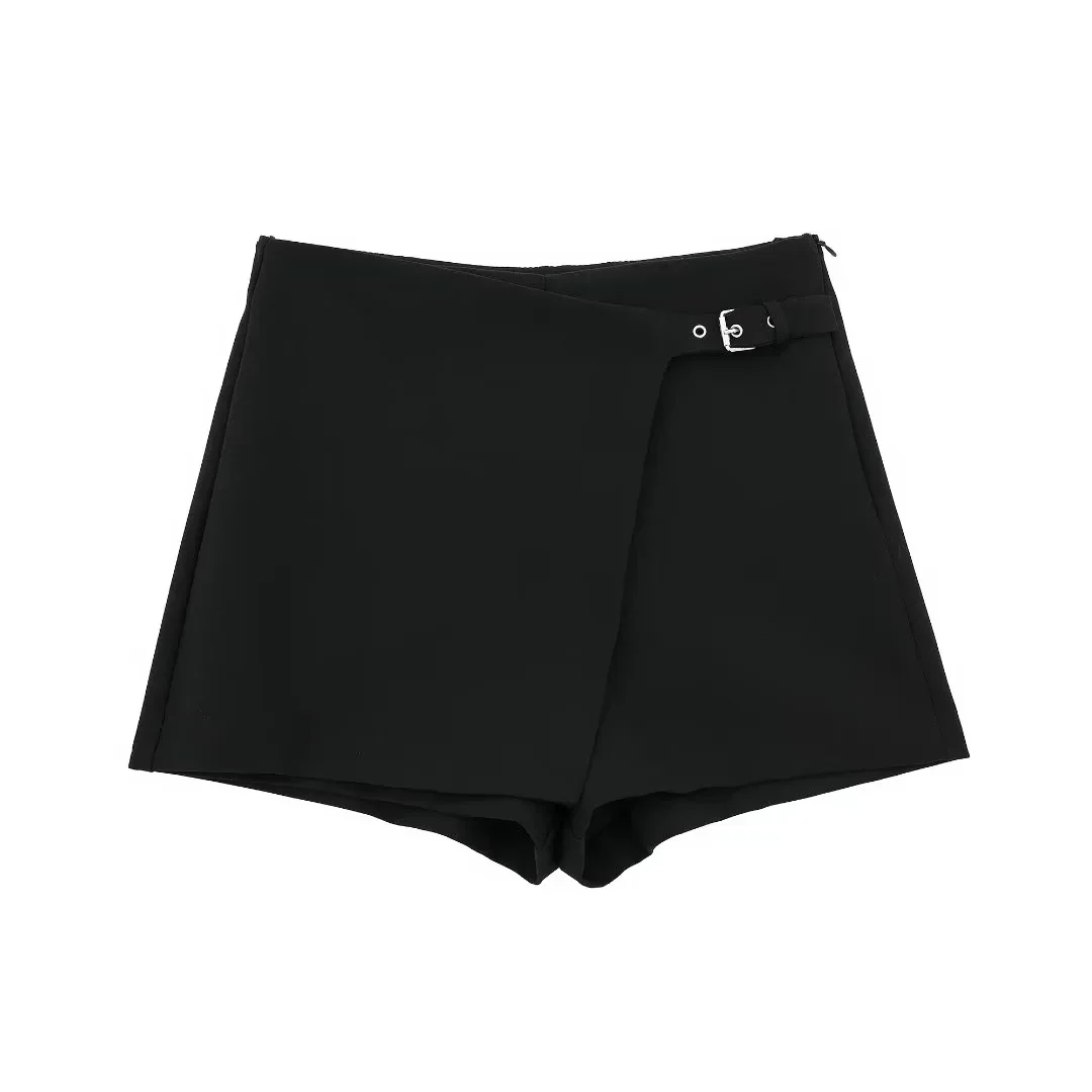 ASDS-Jupe-pantalon taille haute pour femme, mini short avec fermeture éclair, à la mode