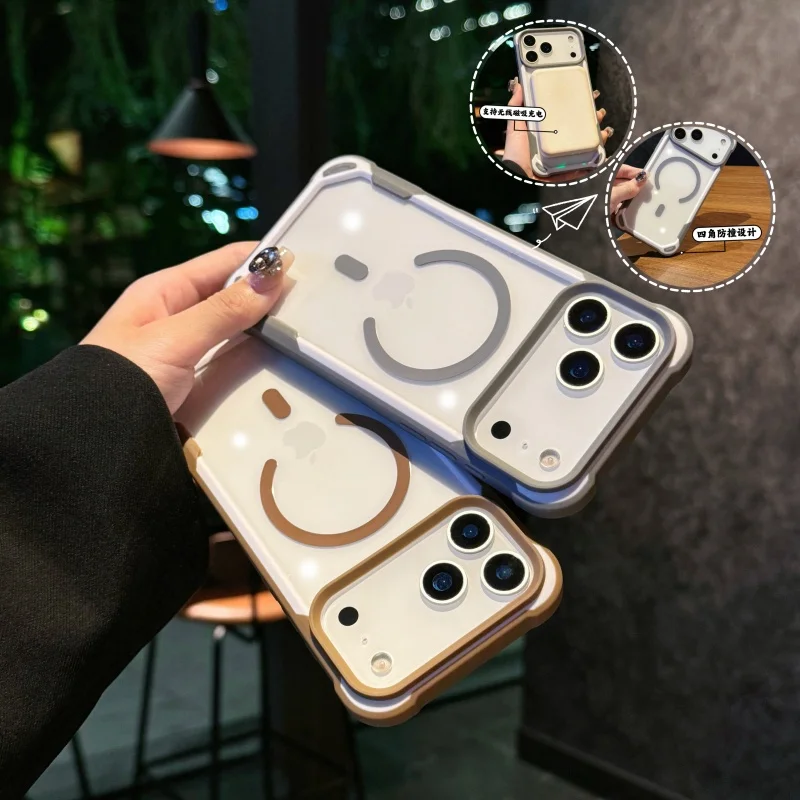 حافظة فاخرة من الأكريليك الشفاف المقاوم للصدمات لهاتف آيفون 17 Air 16 15 14 13 12 11 Pro Max 17 Pro لغطاء الشحن اللاسلكي Magsafe #1