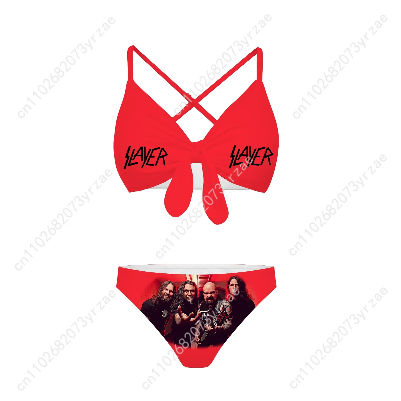 Slayer Bathing Suits Cross Strap Suspenders Swimsuits  Pool Party Beach Swimwear Womens Personalized Bikini Customize Beachwear