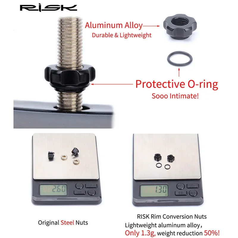 RISK Aluminum Bike Rim Conversion Nuts with Tool MTB Bicycle Tire AV to FV Converter Schrader Transfer to Presta Valve Adapter