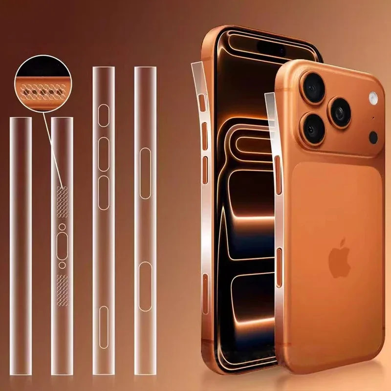 

2PCS Frame Hydrogel Film For iPhone 17 Pro Max Air 15 16 Pro Max Full Cover Side Border Sticker for iPhone17Pro Protective Film