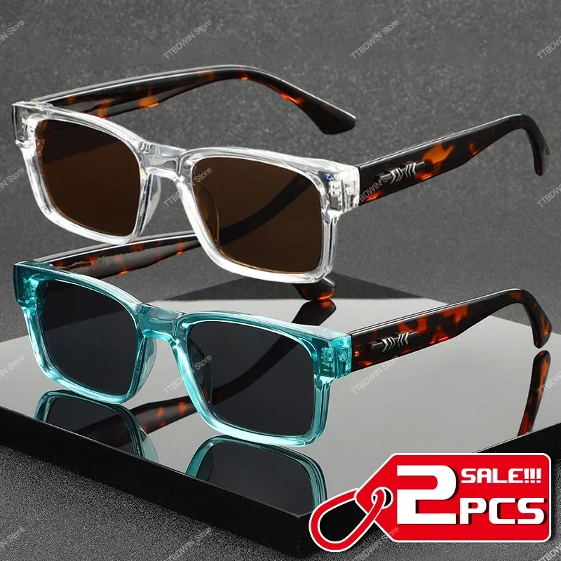 2 pares de gafas de sol retro punk con montura cuadrada, protección UV, para viajes al aire libre, aventuras en el coche, estilo casual, unisex para hombre