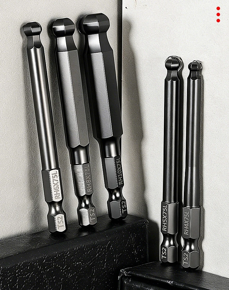 1.5-10mm Ball End Allen Wrench Drill Bit Set, 75mm Metric Hex Head Screwdriver Bits High Torque Magnetic Bit Set for Power Drill
