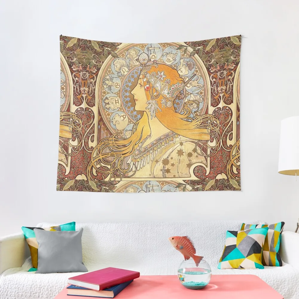 

Alphonse Mucha Zodiac Art Nouveau Woman Tapestry Wall Tapestries Bedroom Decor Tapestry