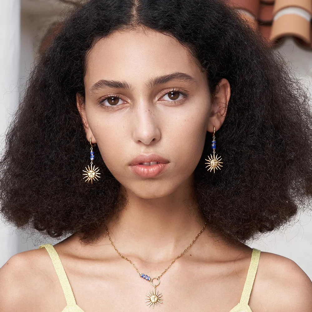 

ENFASHION Star Drop Earring Set Gold Color Sun Earrings For Women Stainless Steel Fashion Jewelry Lock Kolczyki Gifts Wholesale