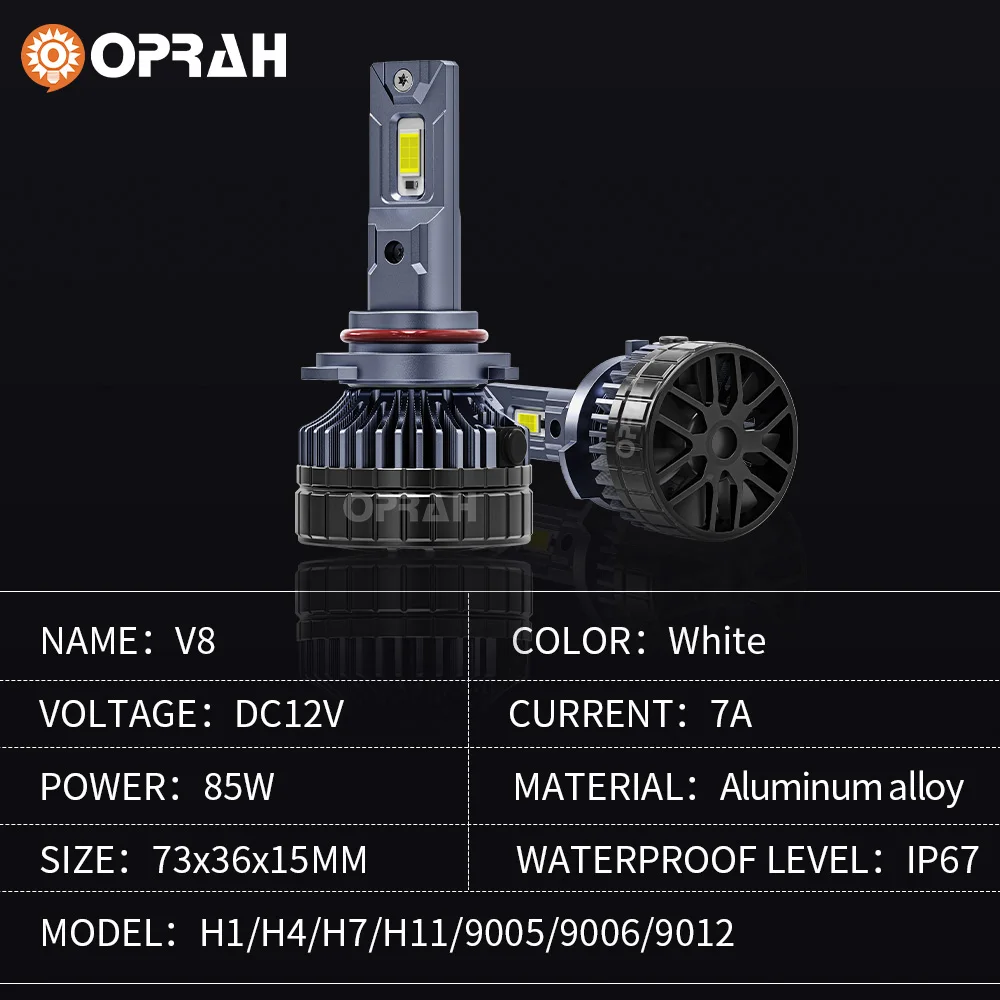 Oprah 2szt 170W Żarówka reflektora Akcesoria samochodowe LED H7 H11 H4 H3 H1 9005/HB3 9006/HB4 H27/880/881 Reflektor samochodowy Światło przeciwmgielne 12V