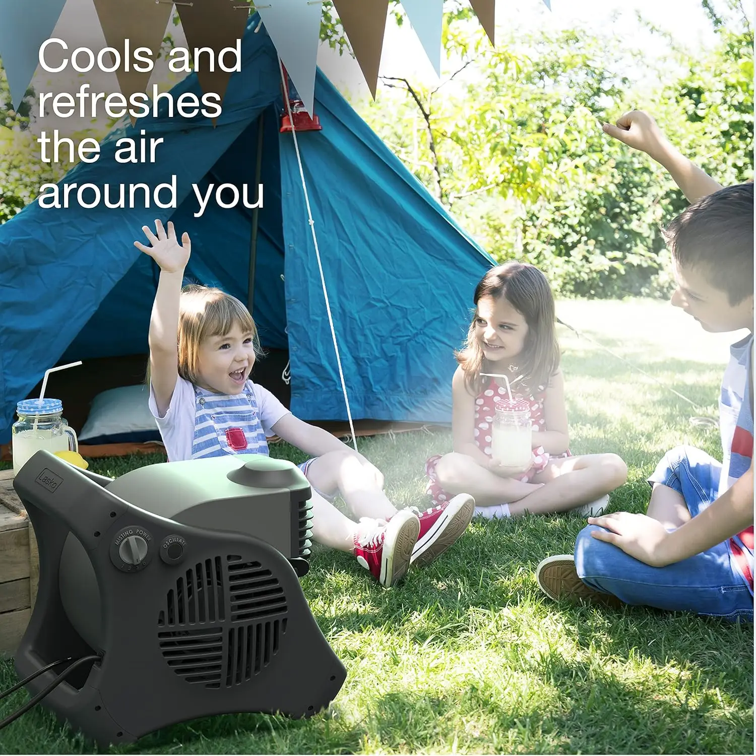 

Misto Outdoor Misting Blower Fan, Ideal for Sports, Camping, Decks & Patios, 3 Speeds, 15", Black, 7050