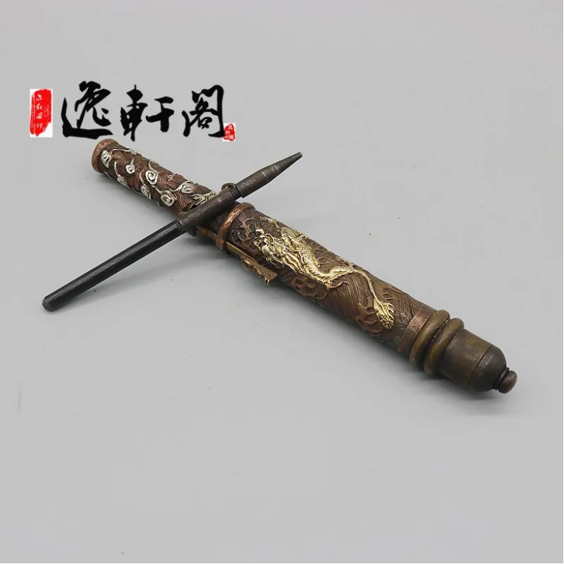 Antique Miscellaneous Folk Collection Brass Carved Dragon Sleeve Sword Ancient Hidden Weapons Weapon Collection Gift