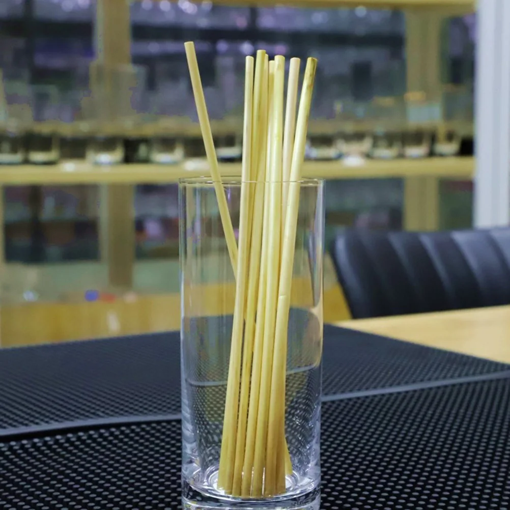 

100Pcs Disposable Wheat Straw Eco- Spoons Drinking Straw for Milk Tea Coffee Juice Slushies Bar Restaurant