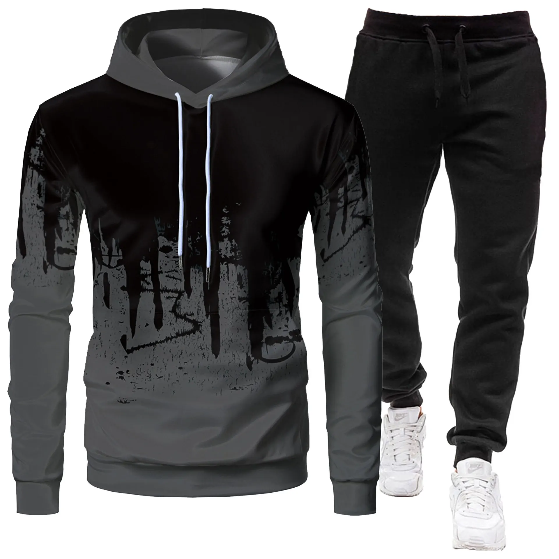 Autumn Winter Trending Tracksuits Men Camouflage Hoodie + Pant 2 Piece Set Sports Wear 3d Ink Jogging Suits Training hoodie set