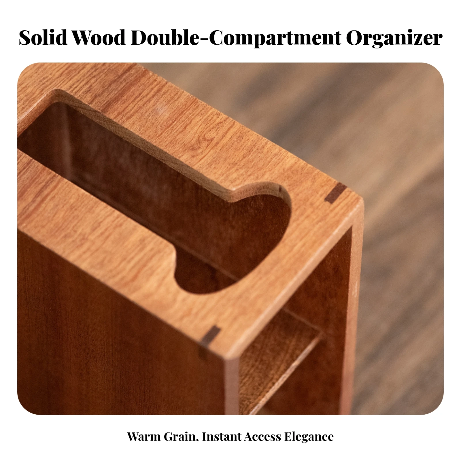 Wooden Storage Box with Compartments Compact Wood Storage Box with Divider Utensil Holder with Compartments Multipurpose
