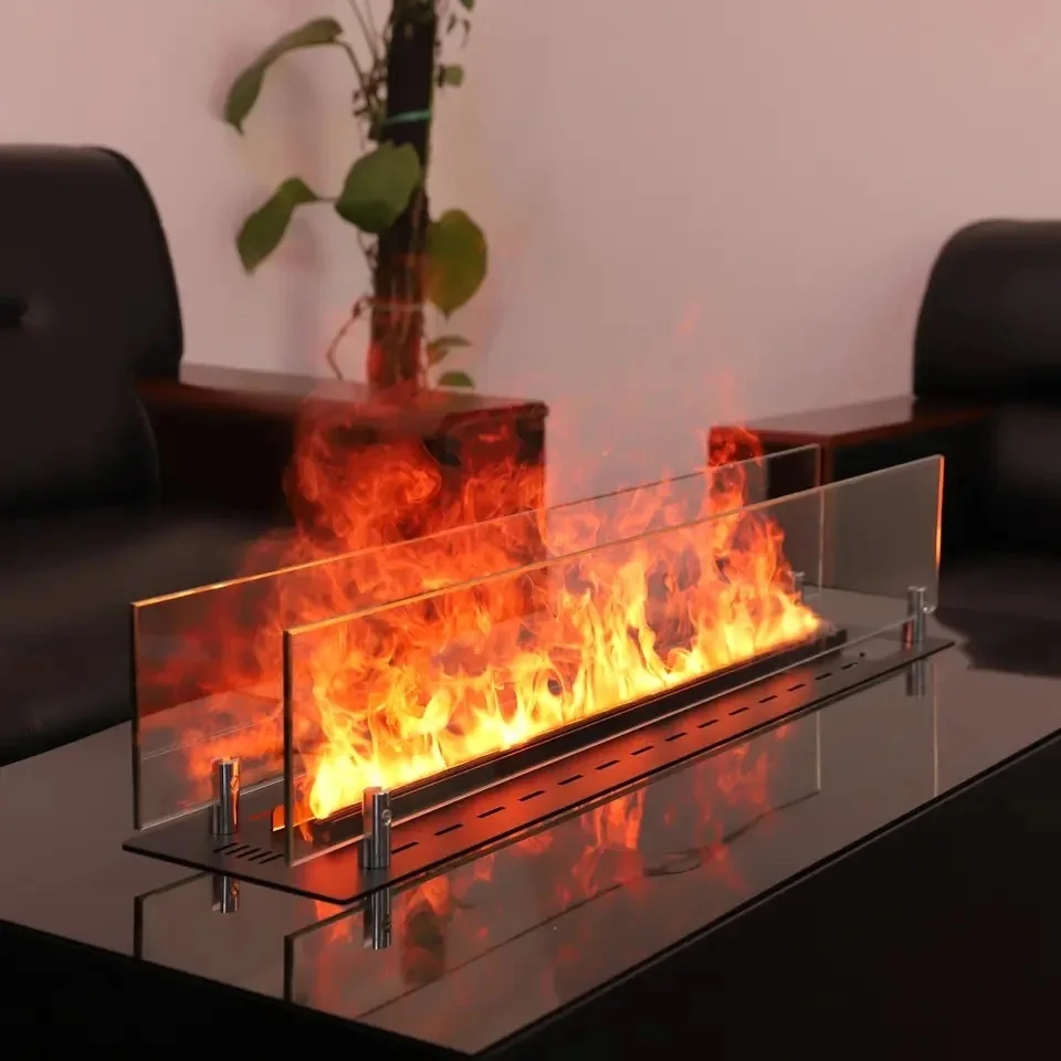 72-Inch Indoor Electric LED Smart Fire Place With Large Steam Fog 3D Atomized Fireplace Featuring Colorful Flames