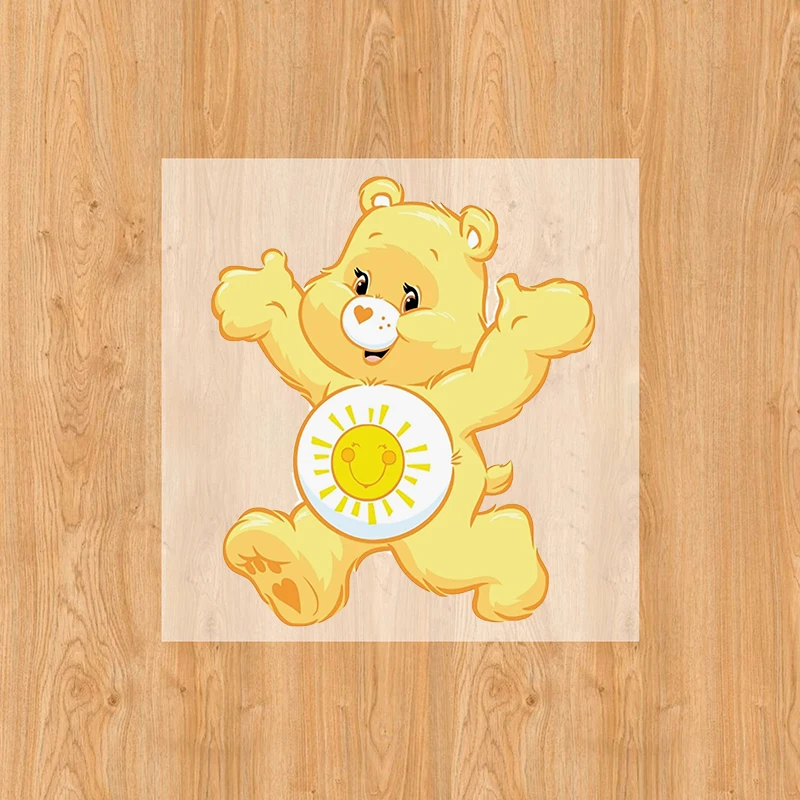 Caring Bears on Patch untuk pakaian kaus Diy stiker Transfer panas pakaian anak-anak Transfer-pusible Applique Patch