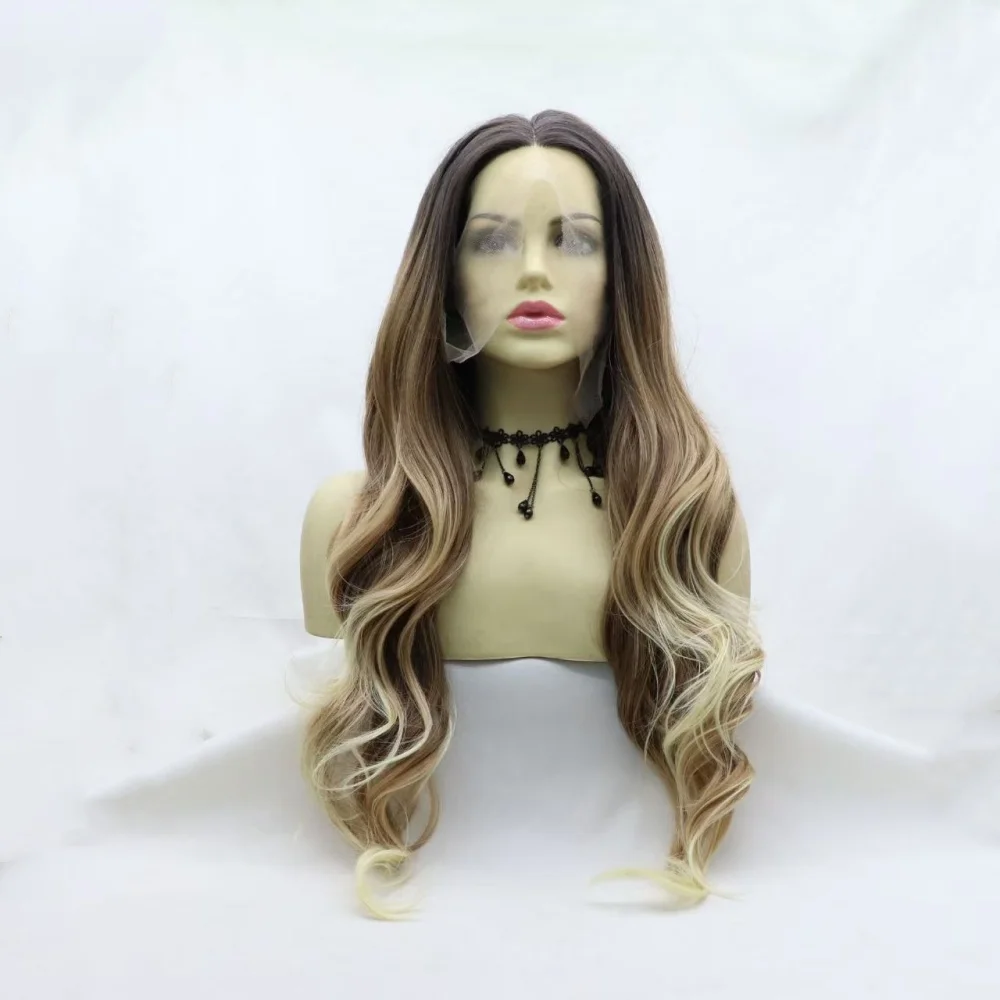 Sylvia Synthetic Lace Front Wigs Brown/Blonde Long Wavy with Blonde  Heat Resistant Fiber for Natural Looking Hair Replacement