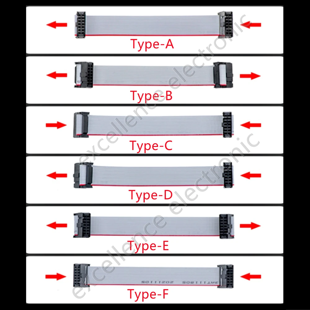 1PC 2.54mm Pitch IDC Flat Ribbon Cable F/F JTAG ISP Data Wire for DC3 Box Header FC-6/8/10/14/16/20/26/34/40 Pin