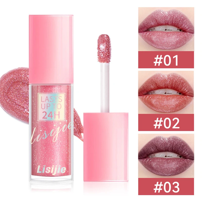 Diamonds Glitter Lip Gloss Lasting Waterproof Liquid Lipstick Pearl Shining Lip Color Sparkling Lip Makeup Lasts Up To 24H