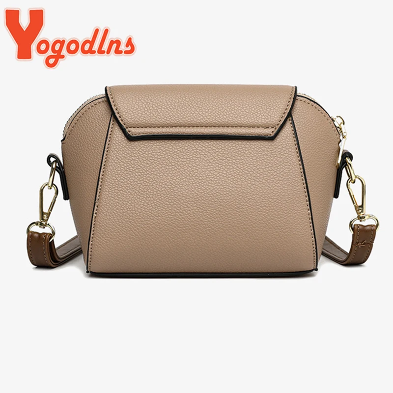 Yogodlns Luxury PU Leather Shoulder Bag For Women Solid Color Flap Crossbody Bag Fashion Brands Messenger Bag Shopping Purse