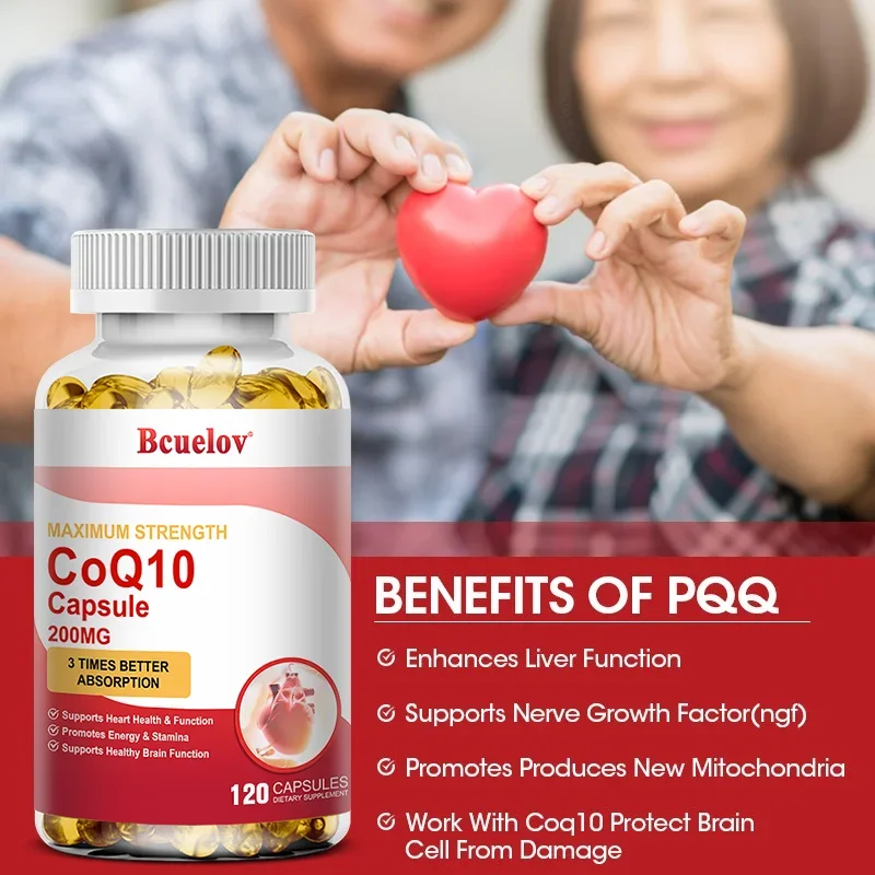 120PCS Coenzyme Q10 Capsules Provides Energy Vitamins Health Food Organic Ultra High Absorption COQ10