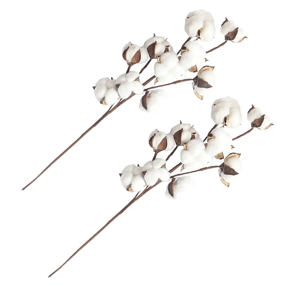 

10 Heads Fake Cotton Stalks Decor DIY Wedding Decoration Dried Stems