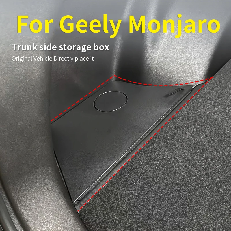 GEELY Monjaro Xingyue L Rear Trunk Side Storage Box for 2021-2024 Car Boot Organizer with Cover Auto Tail Partition Decoration