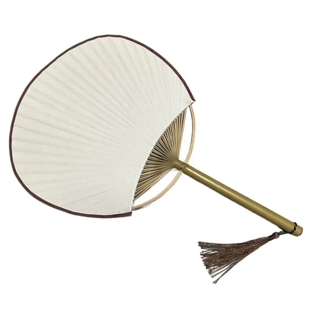 New Creative Vintage Hand Painted Fan Bamboo Handle Paper Blank Hand Fan Room Decorations with Tassels DIY Fan Gift