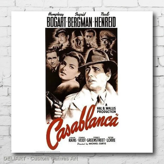 

CASABLANCA - Canvas Movie Poster SHRINK WRAPPED BOGART BERGMAN Custom Size Available Room Decoration Home Decor Wall Art