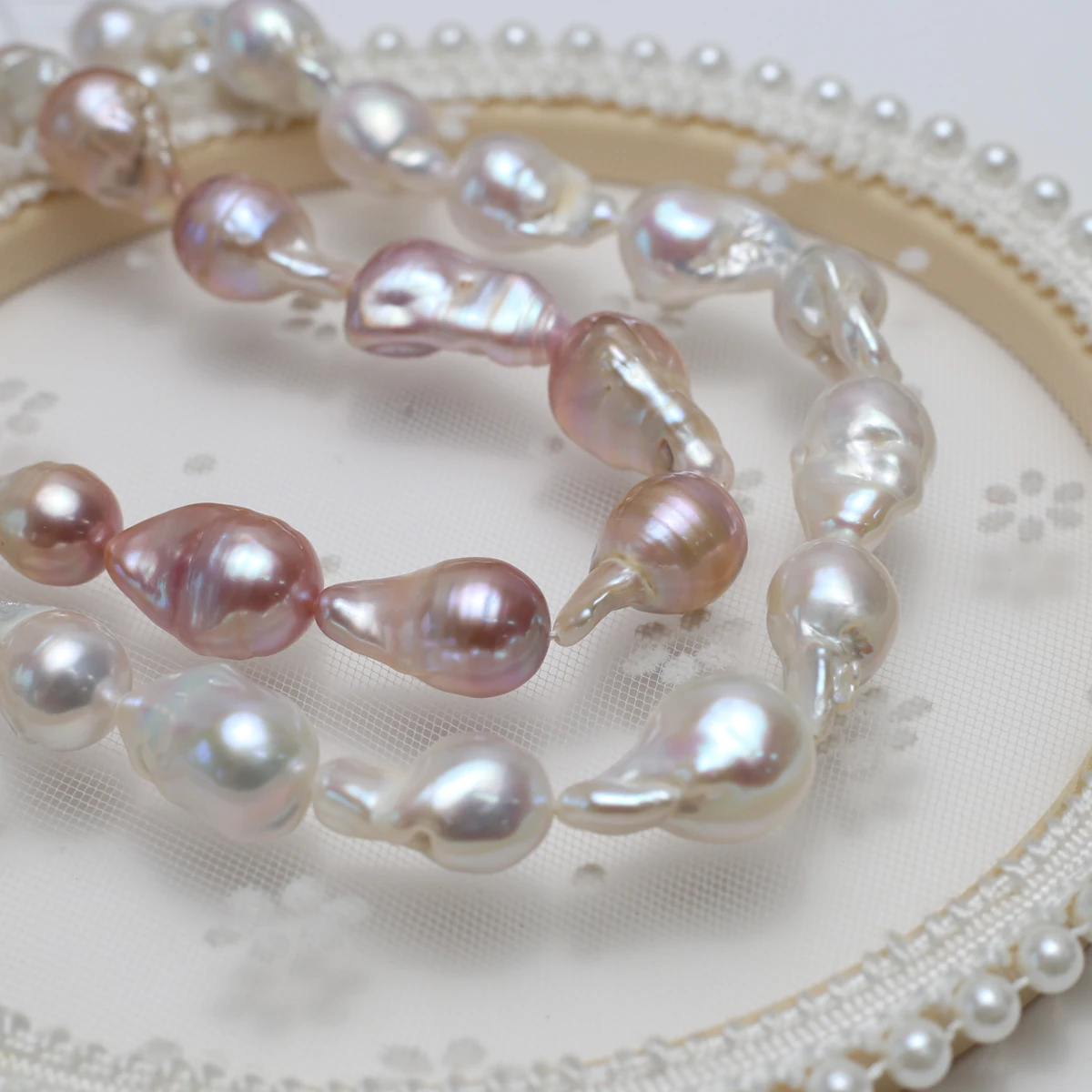 12-15mm AAAAAA Natural Freshwater Baroque White Purple Pearl Bead Jewelry Make DIY Necklace Bracelet Accessories Wedding Gift