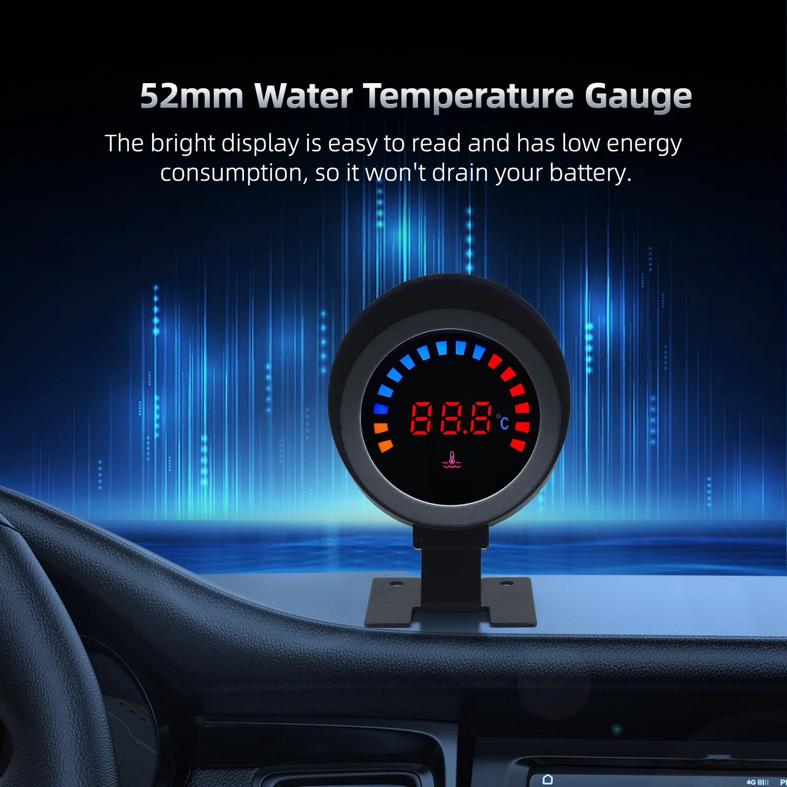 LCD Digital Water Temperature Gauge with 10mm Sensor Water Temp Meter For Car Gauge Modification Celsius Meter 12V/24V